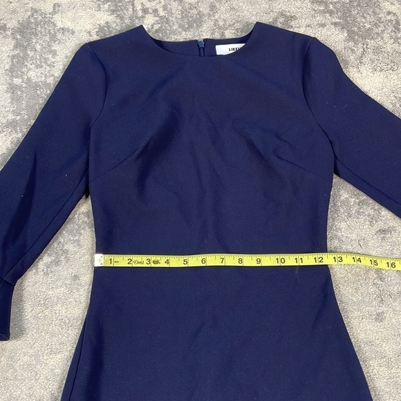 New Likely Bedford Navy Blue Three Quarter Sleeve Mini Bodycon Dress Sz 0 - Picture 7 of 10